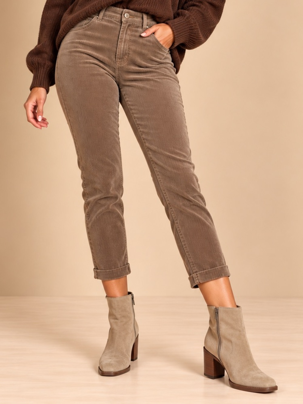 Lucky Brand Taupe Suede Ankle Boots Block Heel Western Booties 9.5